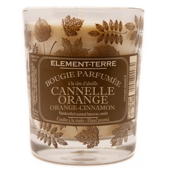 Bougie à la cire d'abeille parfumée Cannelle Orange