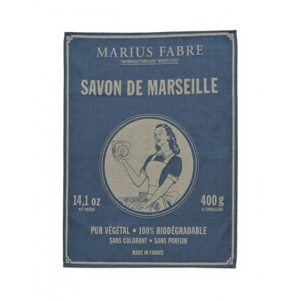 Torchon en coton tissé, "Savon de Marseille" - Marius Fabre