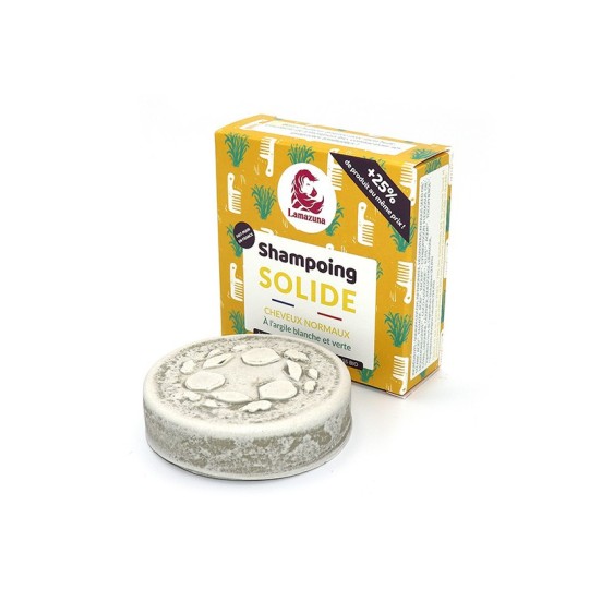Shampoing solide cheveux normaux - Argile blanche et verte - Lamazuna