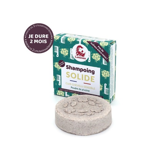 Shampoing solide Cuir chevelu sensible - Poudre de pivoine, Lavandin & Cèdre - Lamazuna