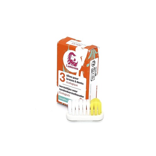 Recharge 3 têtes de brosse à dents - qualité souple Lamazuna