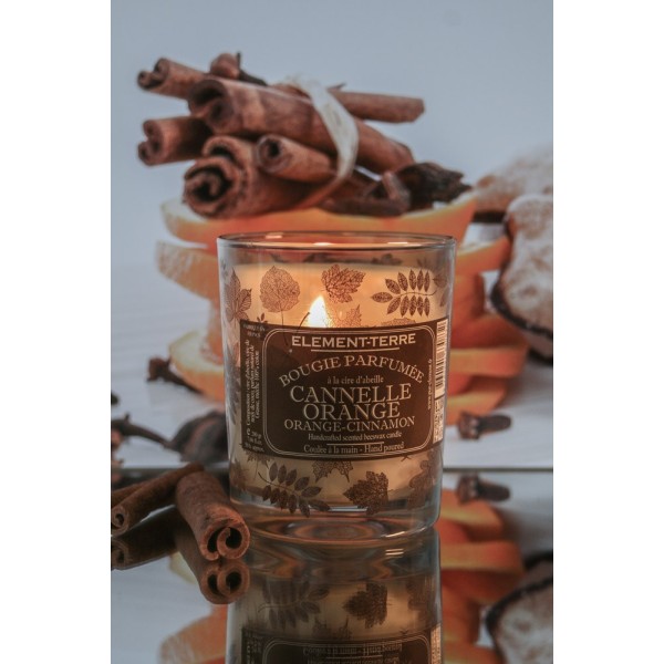 Bougie à la cire d'abeille parfumée Cannelle Orange