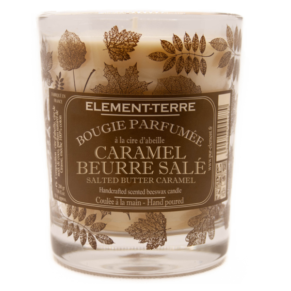 Bougie à la cire d'abeille parfumée Caramel Beurre Salé