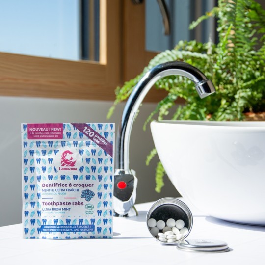 Dentifrice solide à croquer Menthe ultra fraîche Fluor Lamazuna
