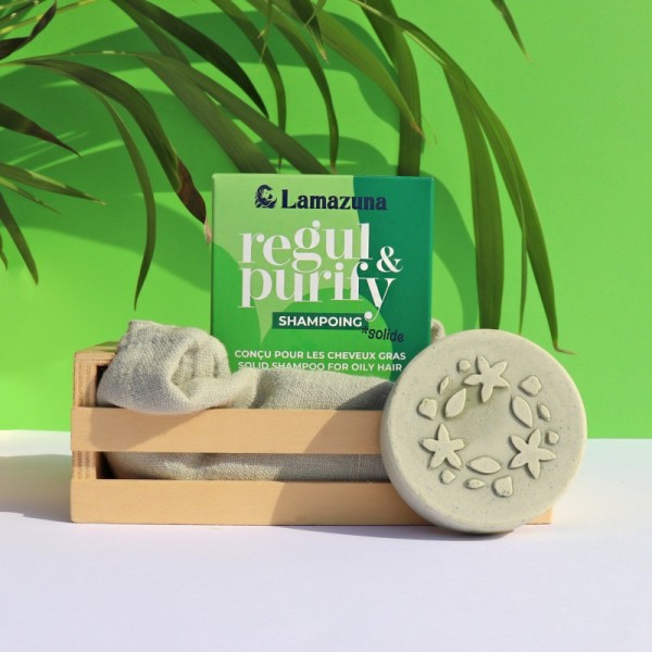Shampoing solide pour cheveux gras Regul & Purify - Argile verte - Lamazuna