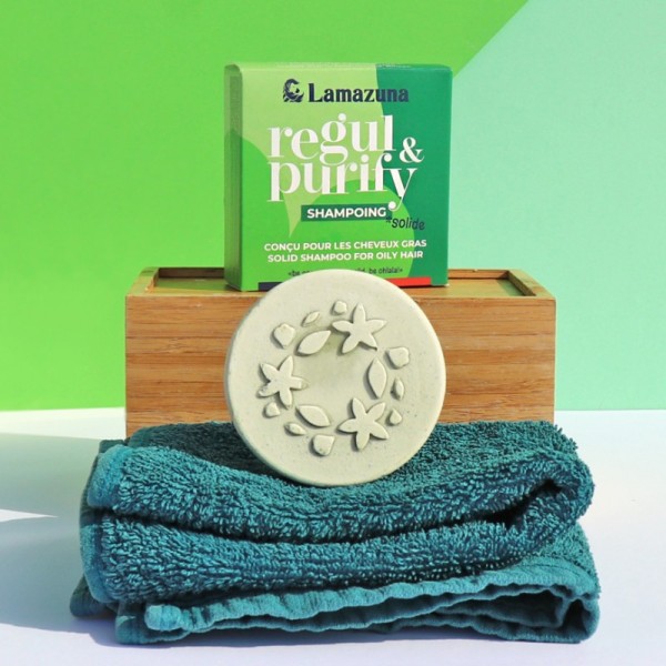 Shampoing solide pour cheveux gras Regul & Purify - Argile verte - Lamazuna