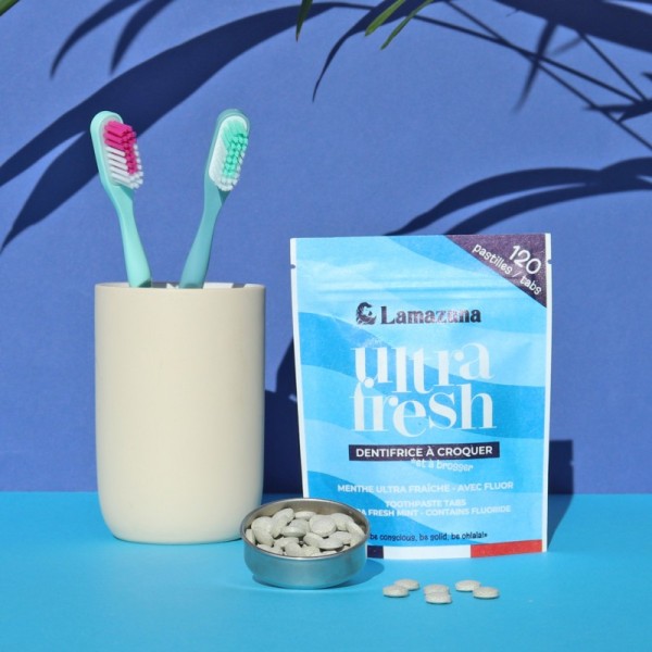 Ultra Fresh - Dentifrice solide à croquer Menthe ultra fraîche Fluor - Lamazuna