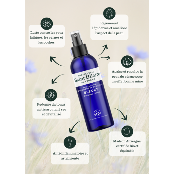 Hydrolat (Eau florale) de Bleuet bio - Saint Hilaire