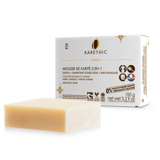 Mousse de Karité – Savon/Shampoing solide 3 en 1 - Karethic