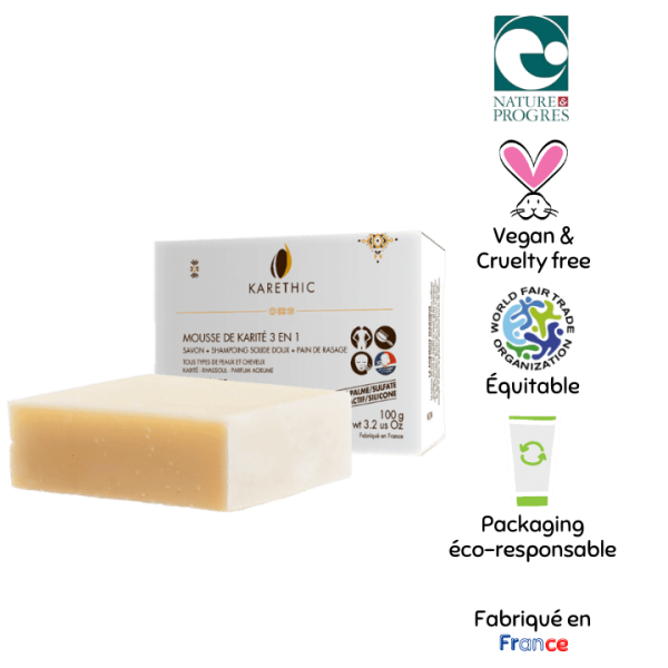Mousse de Karité – Savon/Shampoing solide 3 en 1 - Karethic