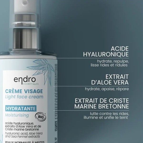 Crème visage hydratante légère - Endro Cosmétiques