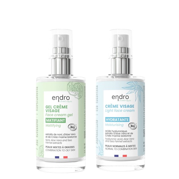 Duo crèmes visage - matifiante/hydratante - Endro Cosmétiques