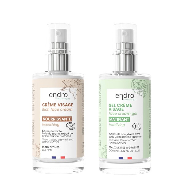 Duo crèmes visage - Nourrissante/Matifiante - Endro Cosmétiques