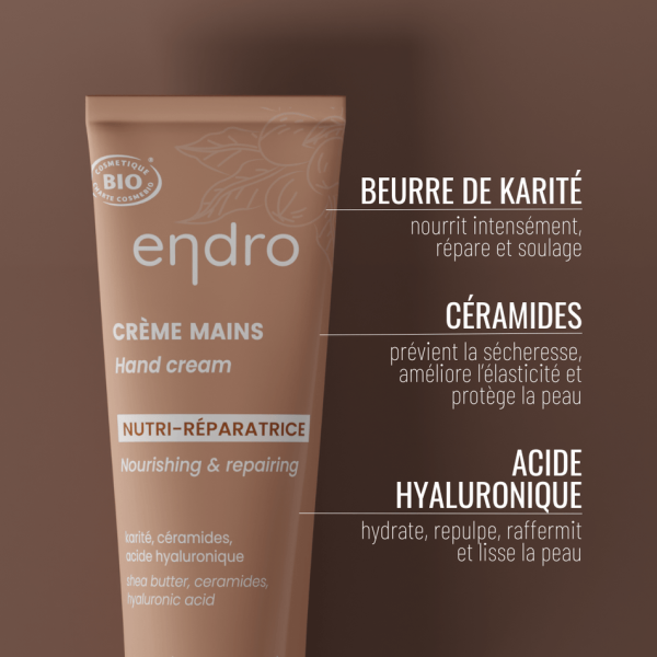 Crème mains - Nutri-réparatrice BIO - Endro Cosmétiques