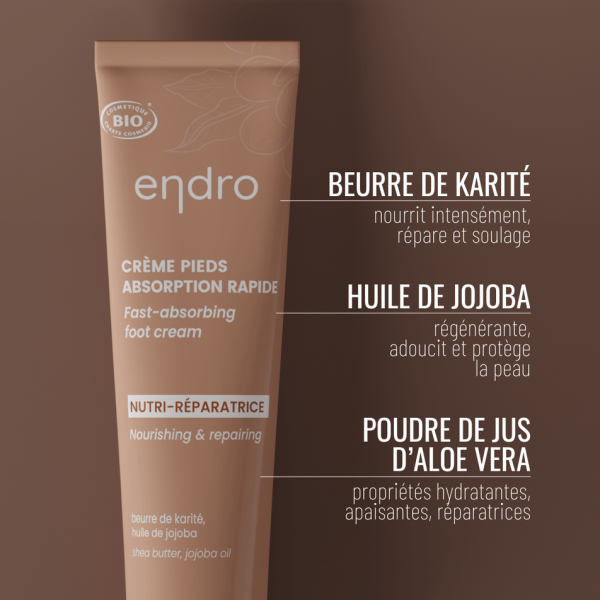 Crème pieds - Nutri-réparatrice BIO - Endro Cosmétiques