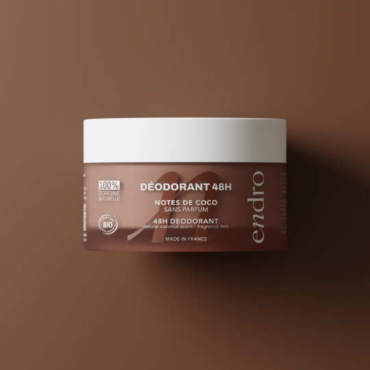 Déodorant baume BIO 48H Coco, sans huile essentielle ni parfum - Endro cosmétiques
