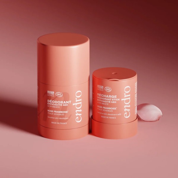 Recharge déodorant stick BIO 48H Rose-Framboise - Endro cosmétiques
