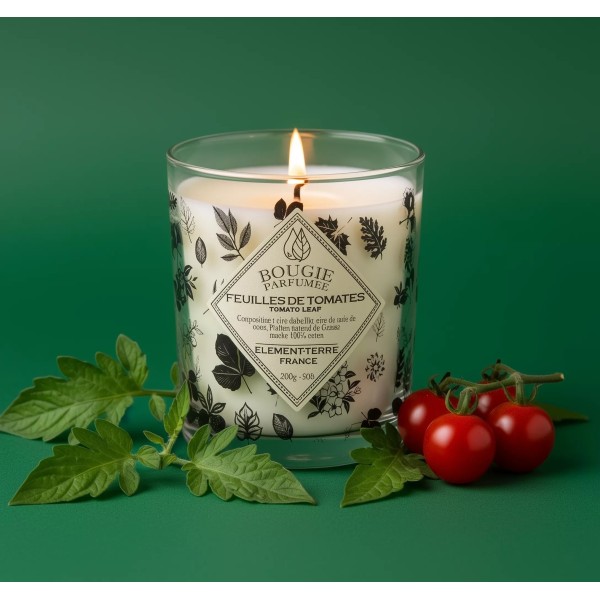 Bougie à la cire d'abeille parfumée Feuilles de Tomates