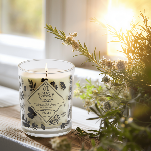 Bougie à la cire d'abeille parfumée Romarin