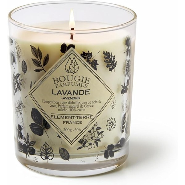 Bougie à la cire d'abeille parfumée Lavande