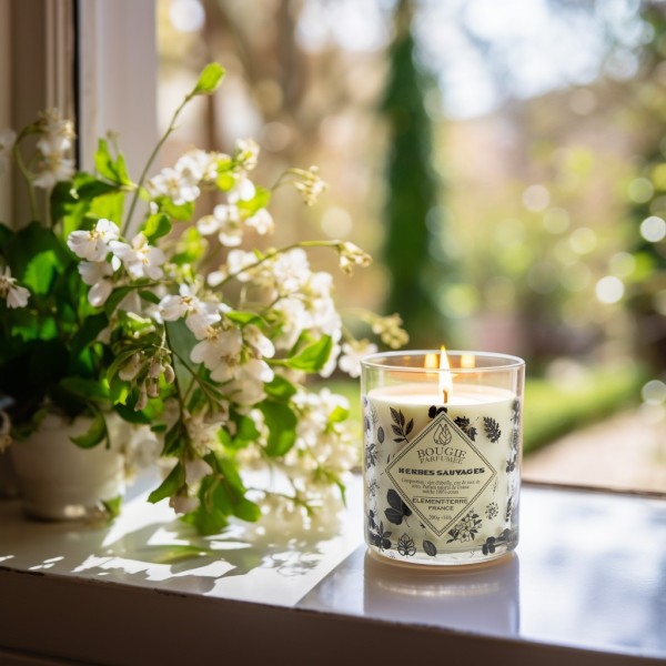 Bougie à la cire d'abeille parfumée Herbes Sauvages