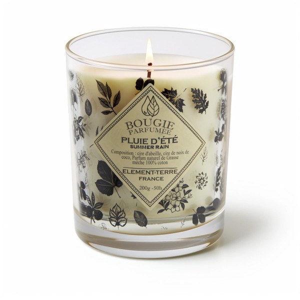 Bougie à la cire d'abeille parfumée Pluie d'été