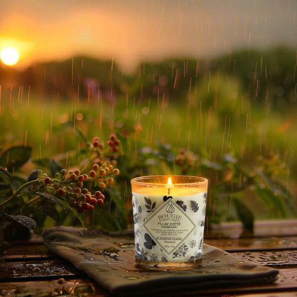 Bougie à la cire d'abeille parfumée Pluie d'été