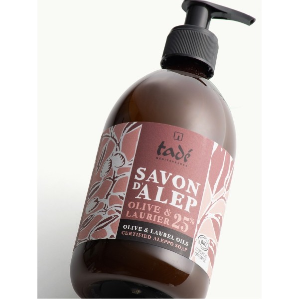 Savon d'Alep liquide bio - Laurier 25% - Cosmos Organic - Tadé