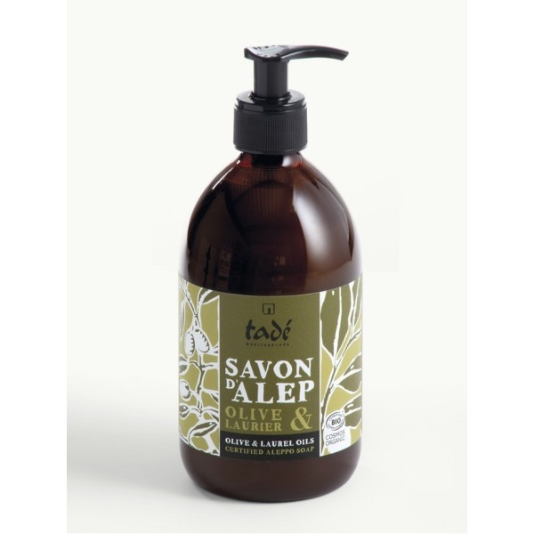 Savon d'Alep liquide bio - Olive & Laurier - Cosmos Organic - Tadé