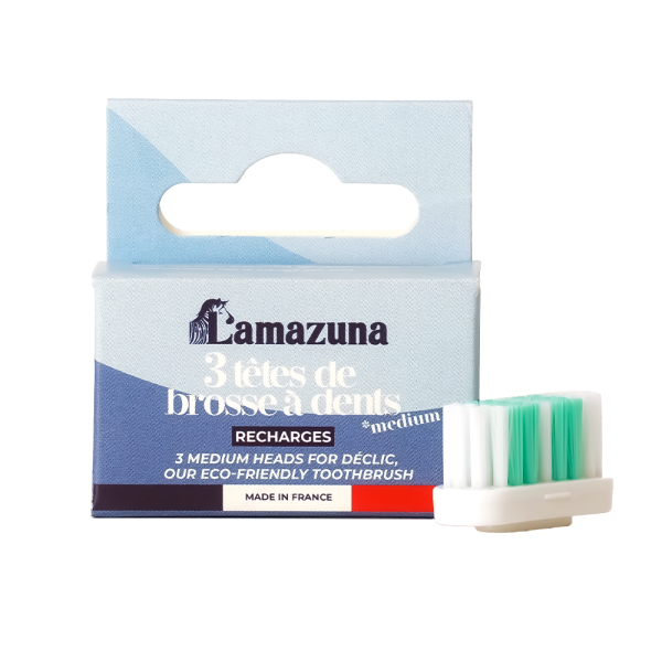 Recharge 3 têtes de brosse à dents - qualité médium Lamazuna