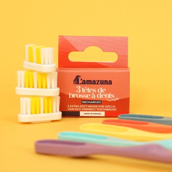 Recharge 3 têtes de brosse à dents - qualité souple Lamazuna